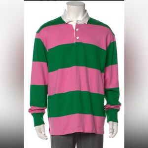 Rowing Blazers Rugby Shirt Pink and Green XS